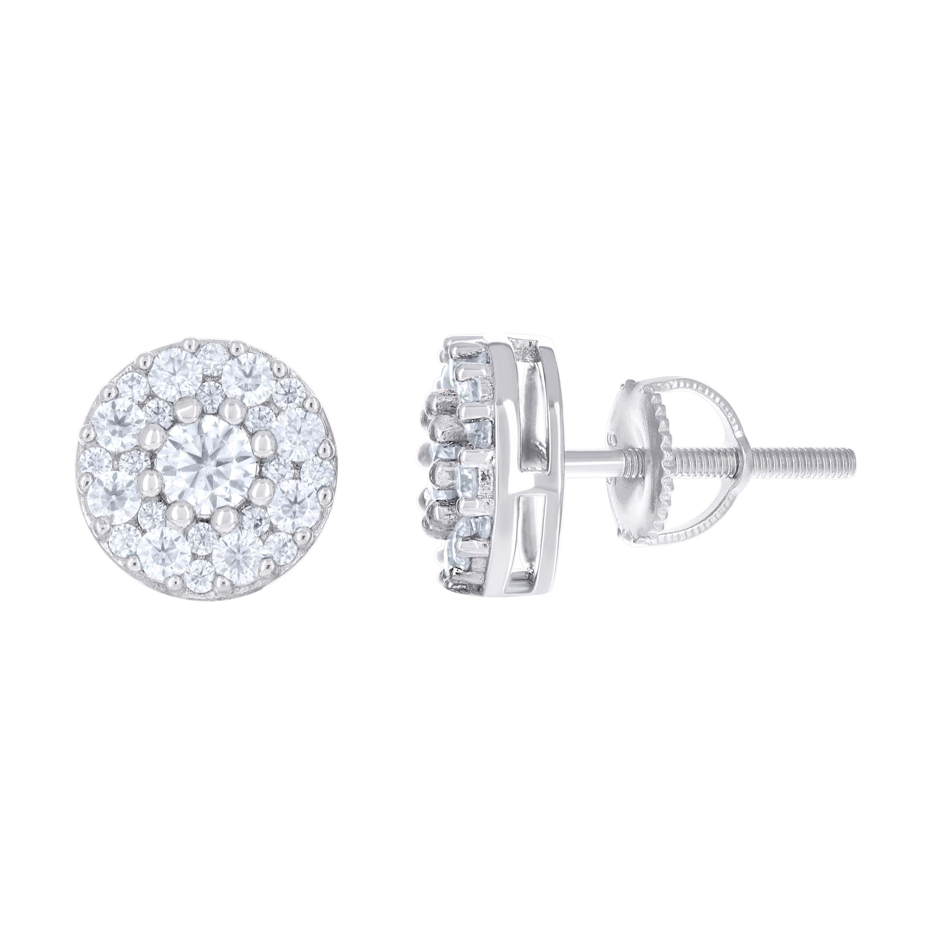925 Sterling Silver Womens 1.53ct Moissanite Fashion Round Stud Earrings 