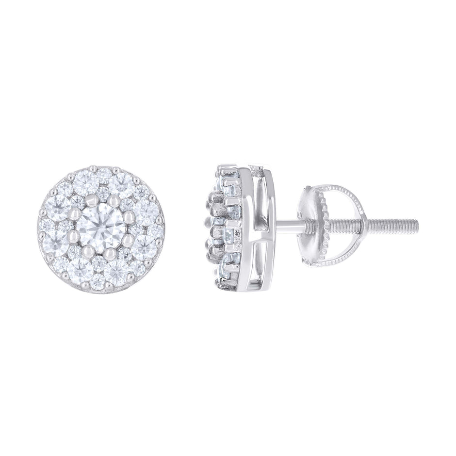 925 Sterling Silver Womens 1.53ct Moissanite Fashion Round Stud Earrings 