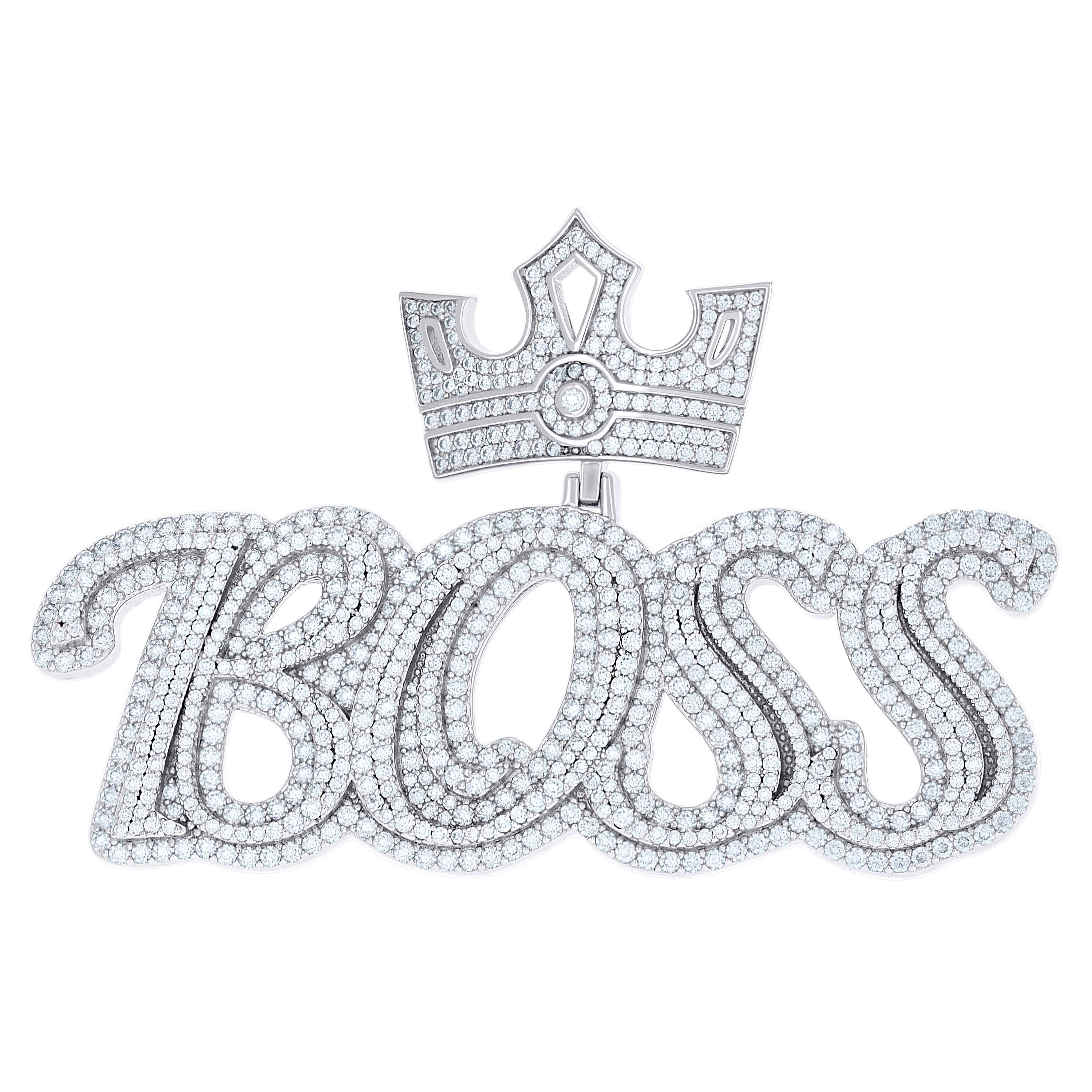925 Sterling Silver Mens 7.55ct Moissanite BOSS Fashion Charm Pendant 