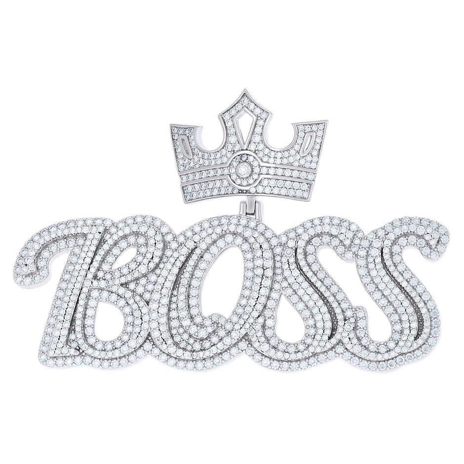 925 Sterling Silver Mens 7.55ct Moissanite BOSS Fashion Charm Pendant 