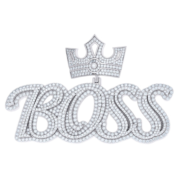 925 Sterling Silver Mens 7.55ct Moissanite BOSS Fashion Charm Pendant 
