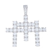 925 Sterling Silver Mens 3.425ct Moissanite Triple Cross Religious Charm Pendant 