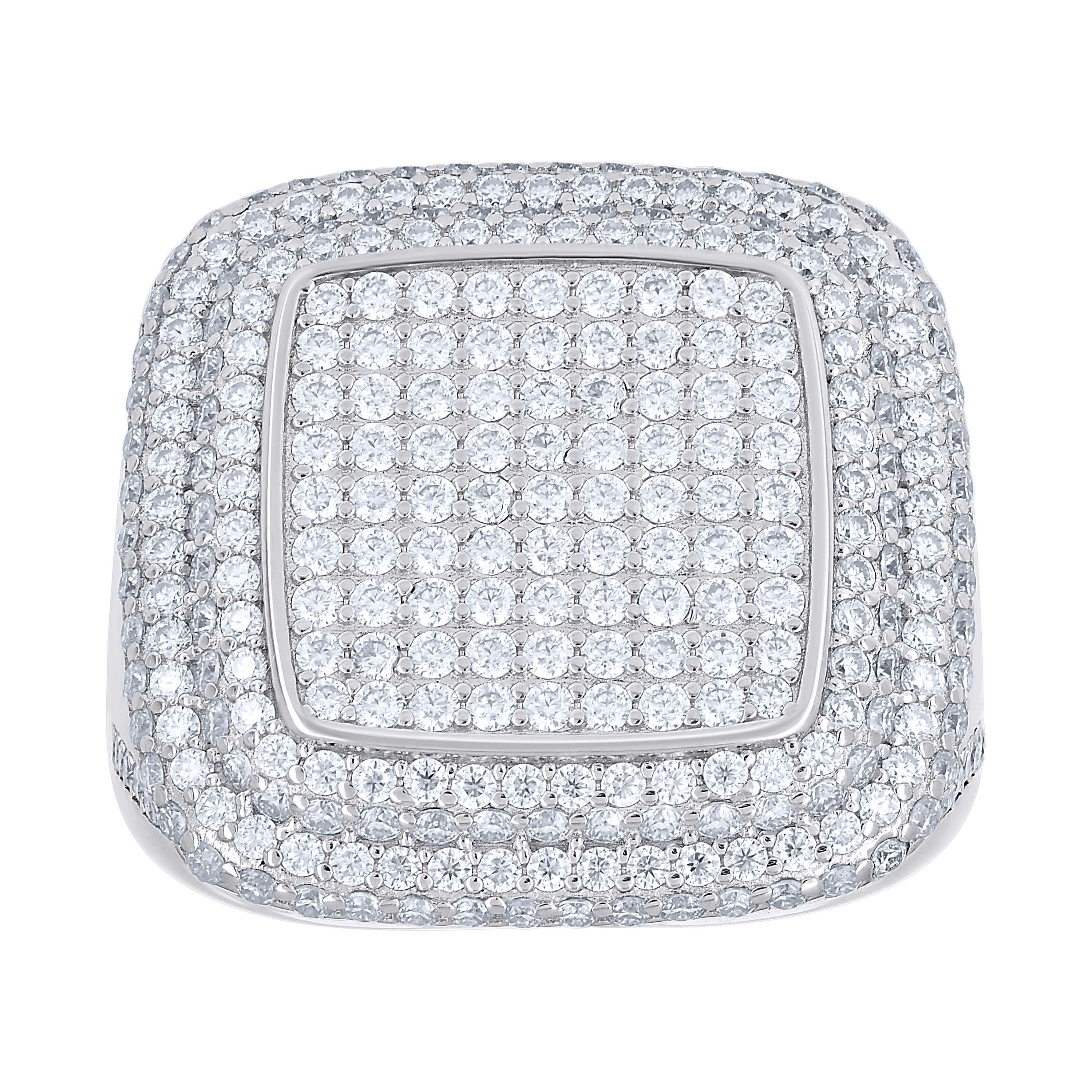 925 Sterling Silver Mens 4.01ct Moissanite Square Head Fashion Ring S11 - SLV-138298