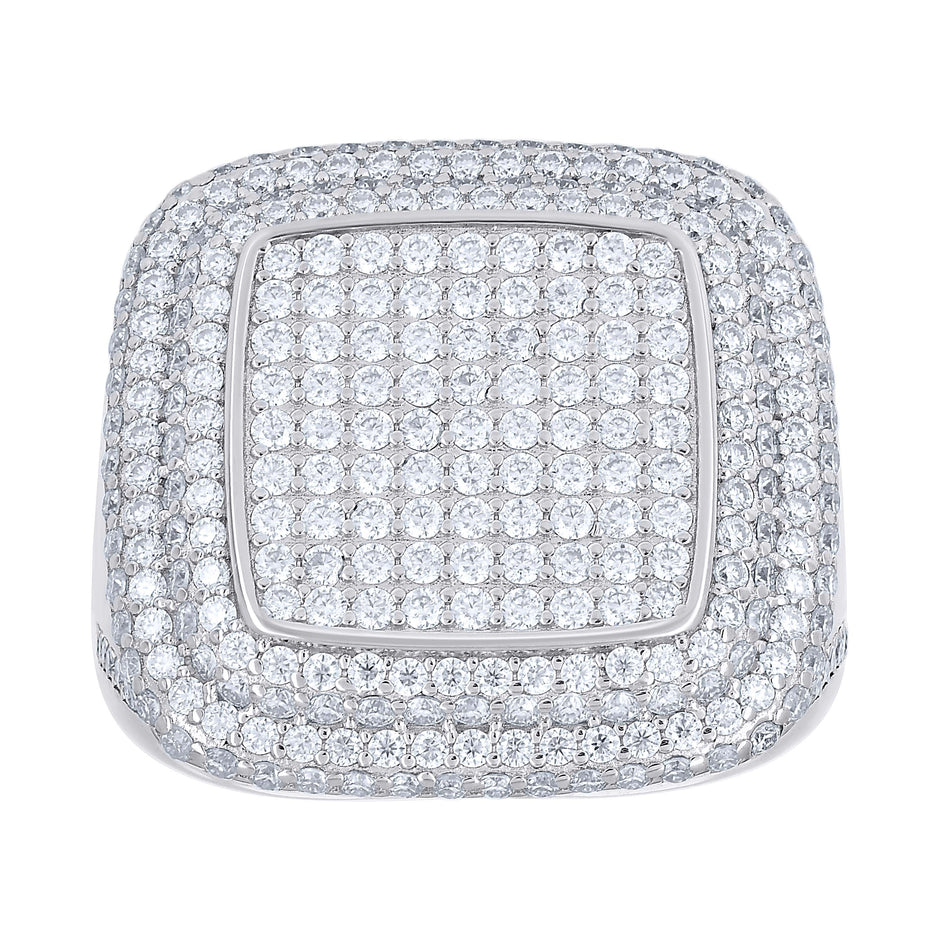 925 Sterling Silver Mens 4.01ct Moissanite Square Head Fashion Ring S11 - SLV-138298