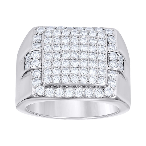 925 Sterling Silver Mens 2.57ct Moissanite Square Head Fashion Ring S11 - SLV-138316