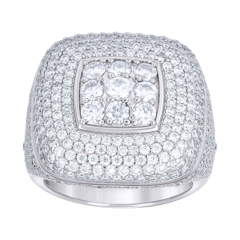 925 Sterling Silver Mens 6.542ct Moissanite Square Head Fashion Ring S11 - SLV-138320