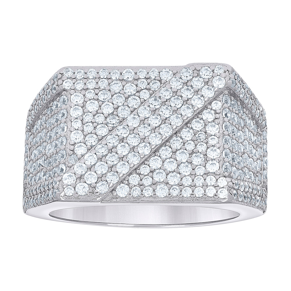 925 Sterling Silver Mens 2.65ct Moissanite Square Head Fashion Ring Size 11 - SLV-138328