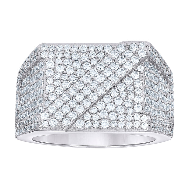 925 Sterling Silver Mens 2.65ct Moissanite Square Head Fashion Ring Size 11 - SLV-138328