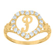 10kt Two-Tone Gold Womens Cubic Zirconia Polished Finish Heart Shape Letter P Initial Ring
