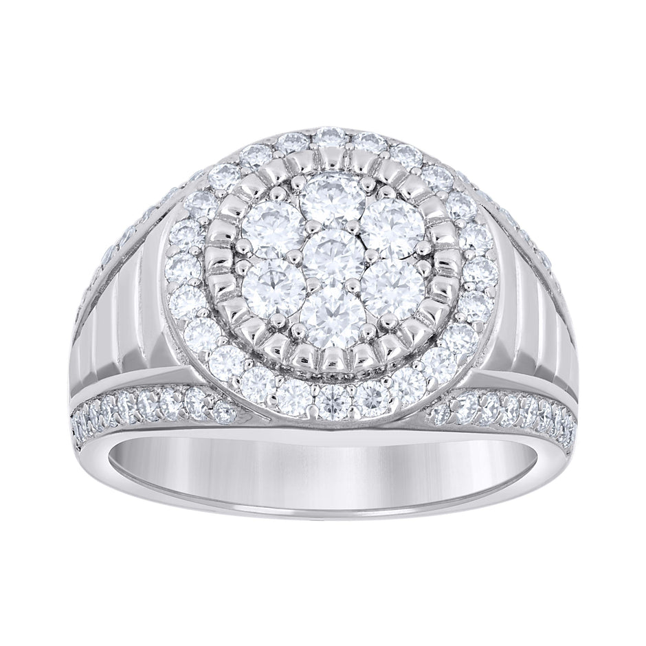 925 Sterling Silver Mens 2.06ct Moissanite Round Head Fashion Ring S11