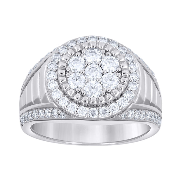 925 Sterling Silver Mens 2.06ct Moissanite Round Head Fashion Ring S11