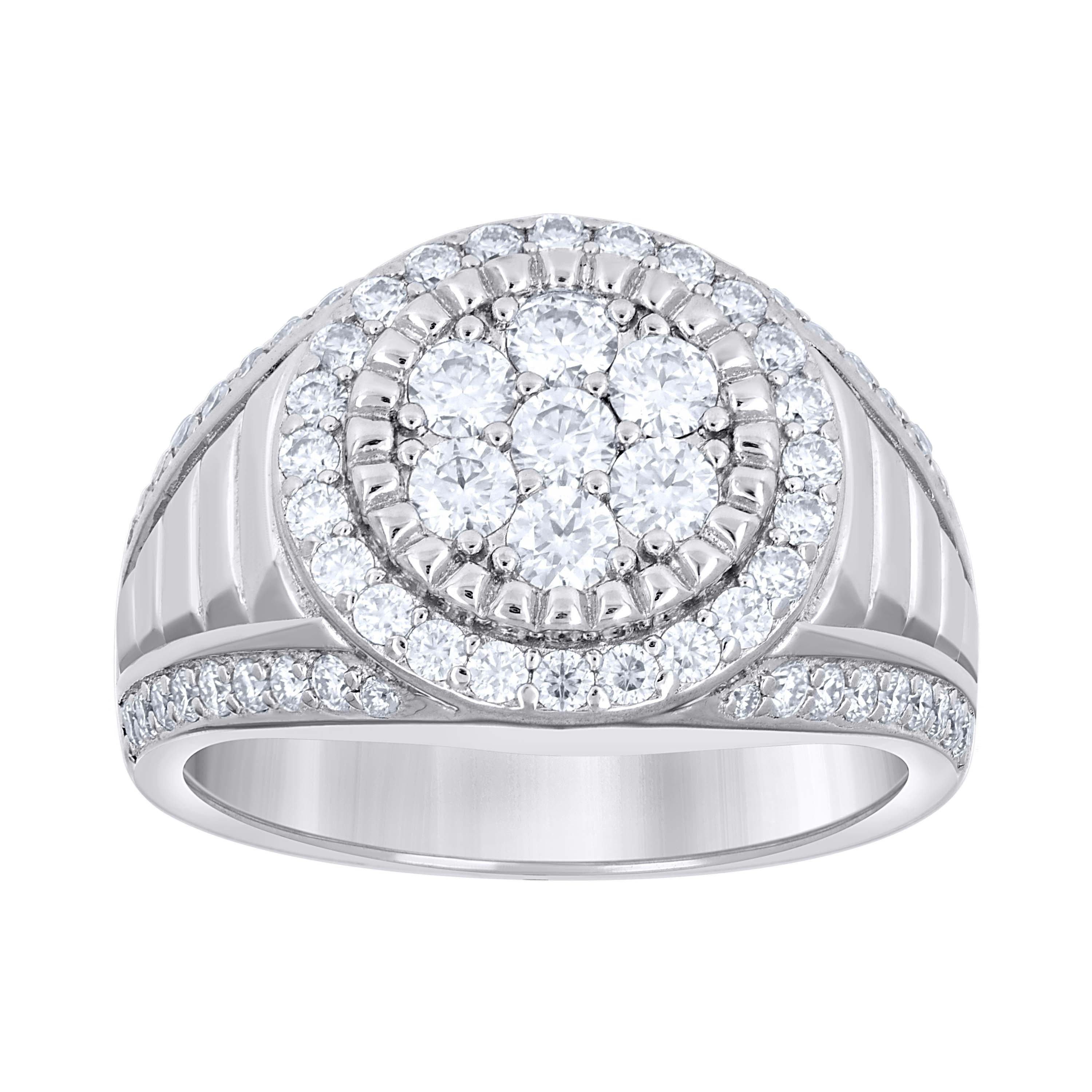 925 Sterling Silver Mens 2.06ct Moissanite Round Head Fashion Ring S9