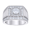 925 Sterling Silver Mens Cushion-Cut Round 2.39ct, 1.03ct Moissanite Square Head Fashion Ring S9