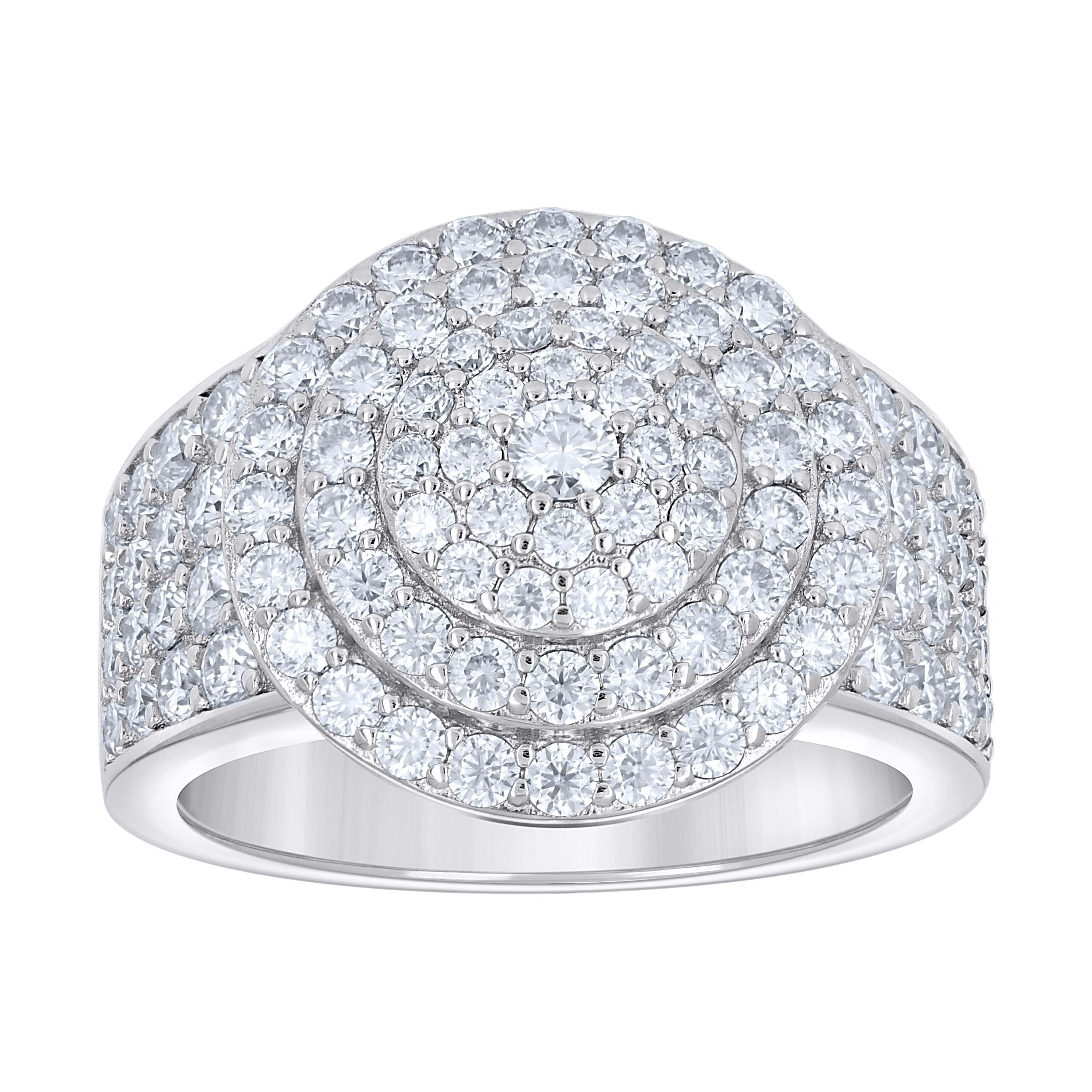 925 Sterling Silver Mens 3.85ct Moissanite Round Head Cluster Fashion Ring S11 - SLV-138356