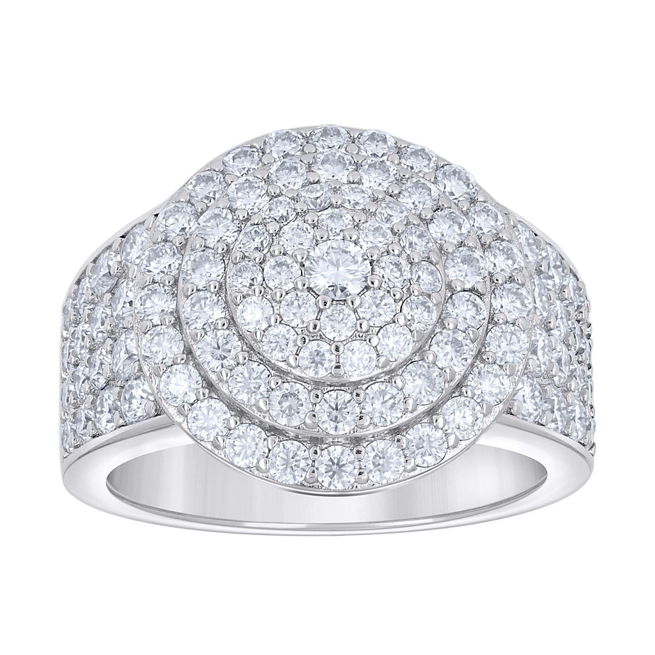 925 Sterling Silver Mens 3.85ct Moissanite Round Head Cluster Fashion Ring S11 - SLV-138356