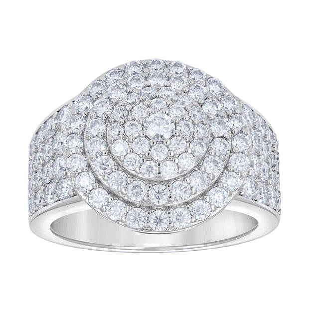 925 Sterling Silver Mens 3.85ct Moissanite Round Head Cluster Fashion Ring S11 - SLV-138356