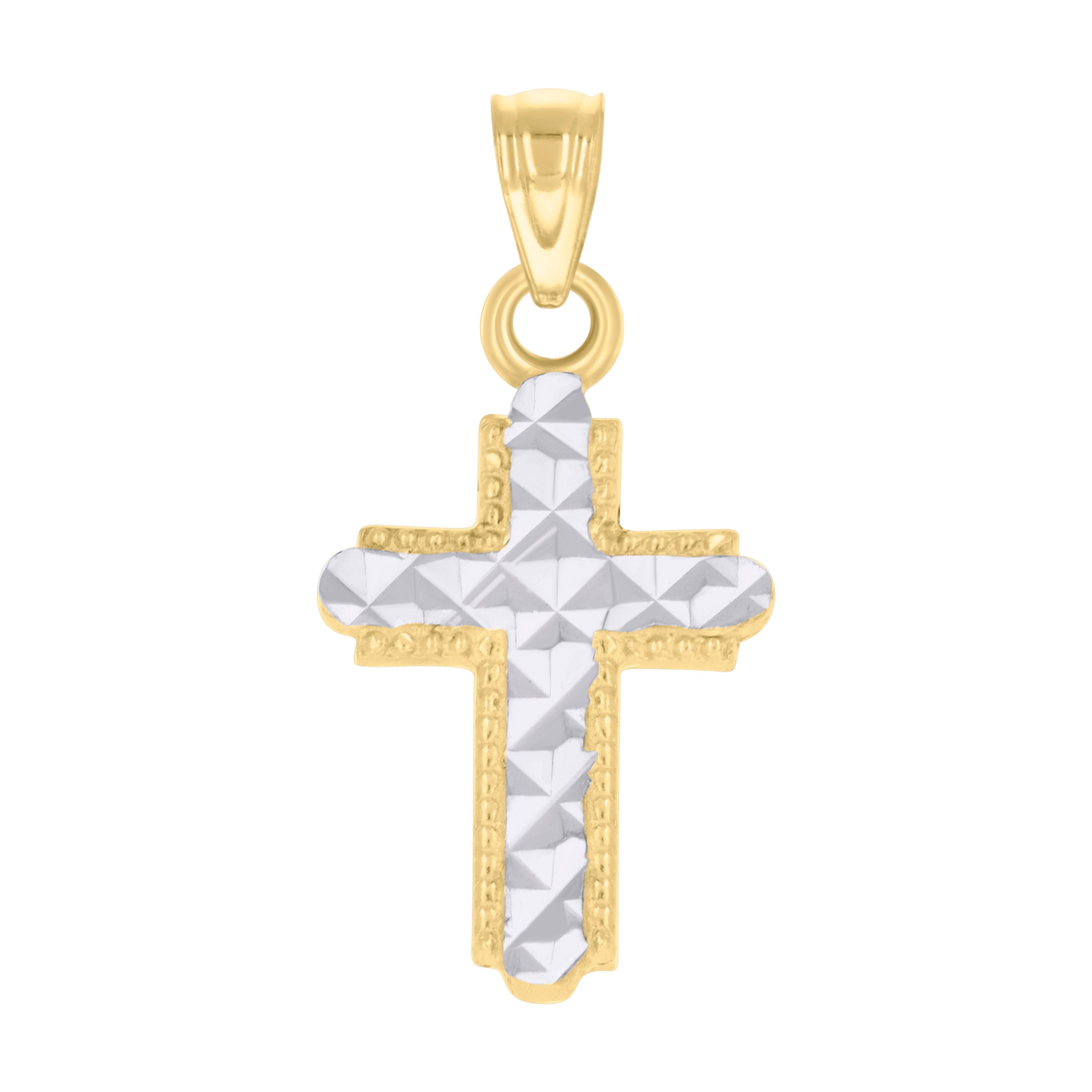 14kt Two-tone Gold Unisex Cross Religious Pendant