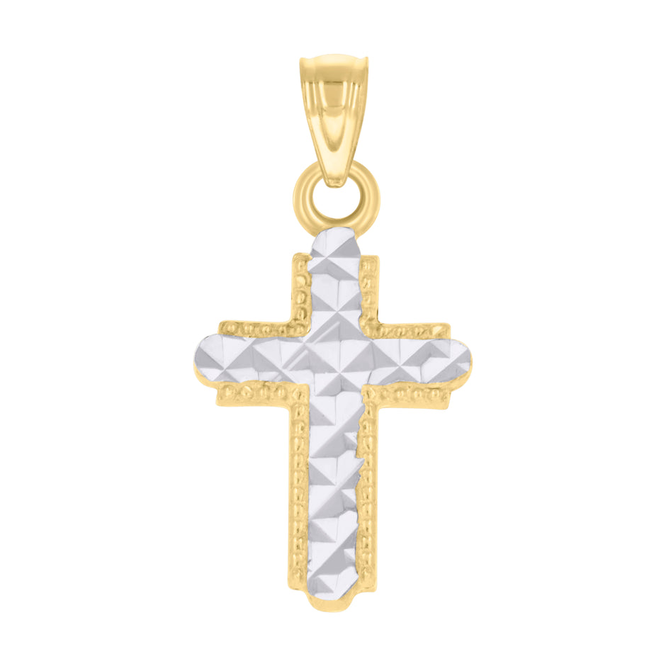14kt Two-tone Gold Unisex Cross Religious Pendant