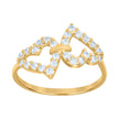 10kt Two-Tone Gold Womens Cubic Zirconia Double Heart Engagement Ring