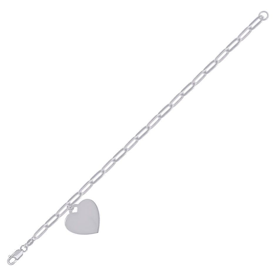 925 Sterling Silver Womens Heart Charm Bracelet Size 7.5 Inches