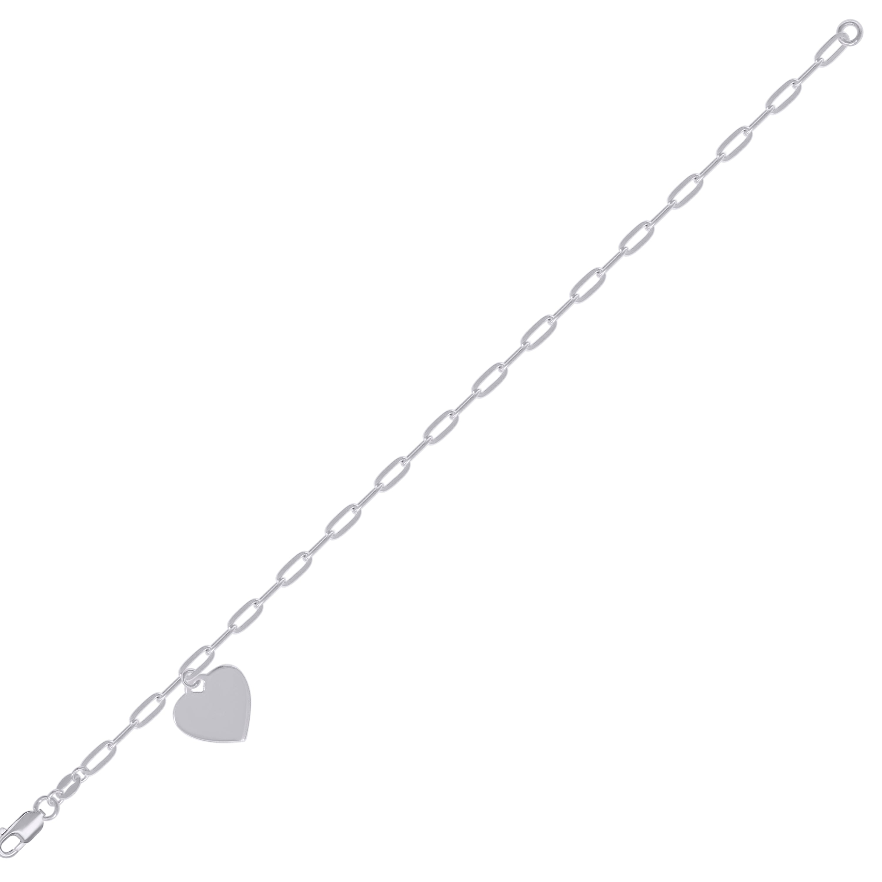 925 Sterling Silver Womens Heart Charm Bracelet Size 7.5 Inches