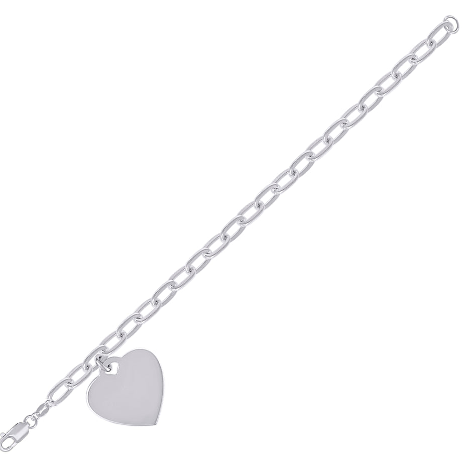 925 Sterling Silver Womens Heart Charm Bracelet Size 7.5 Inches