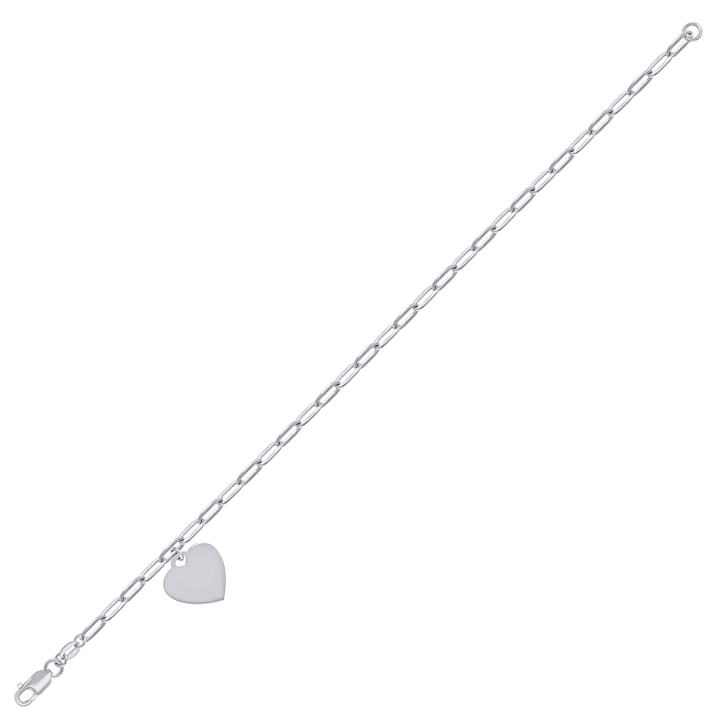 925 Sterling Silver Womens Heart Charm Bracelet Size 7.5 Inches