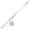 925 Sterling Silver Womens Heart Charm Bracelet Size 7.5 Inches