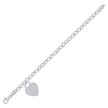 925 Sterling Silver Womens Heart Charm Bracelet Size 7.5 Inches