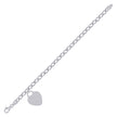 925 Sterling Silver Womens Heart Charm Bracelet Size 7.5 Inches