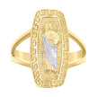 10kt Two-tone Gold Womens St. Jude Religious Greek Key Patterned Ring