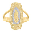 10kt Two-tone Gold Womens Greek Key Patterned Guadalupe Religious Ring
