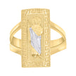 10kt Two-tone Gold Womens St. Jude Religious Greek Key Ring