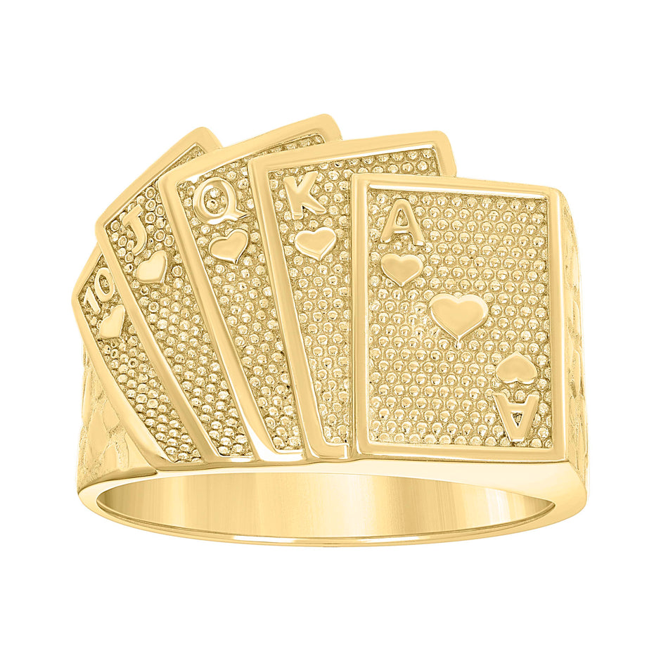 10kt Yellow Gold Mens Playing Cards Gambling Ring