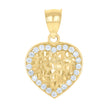 10kt Yellow Gold Womens Cubic-Zirconia Heart Charm Pendant