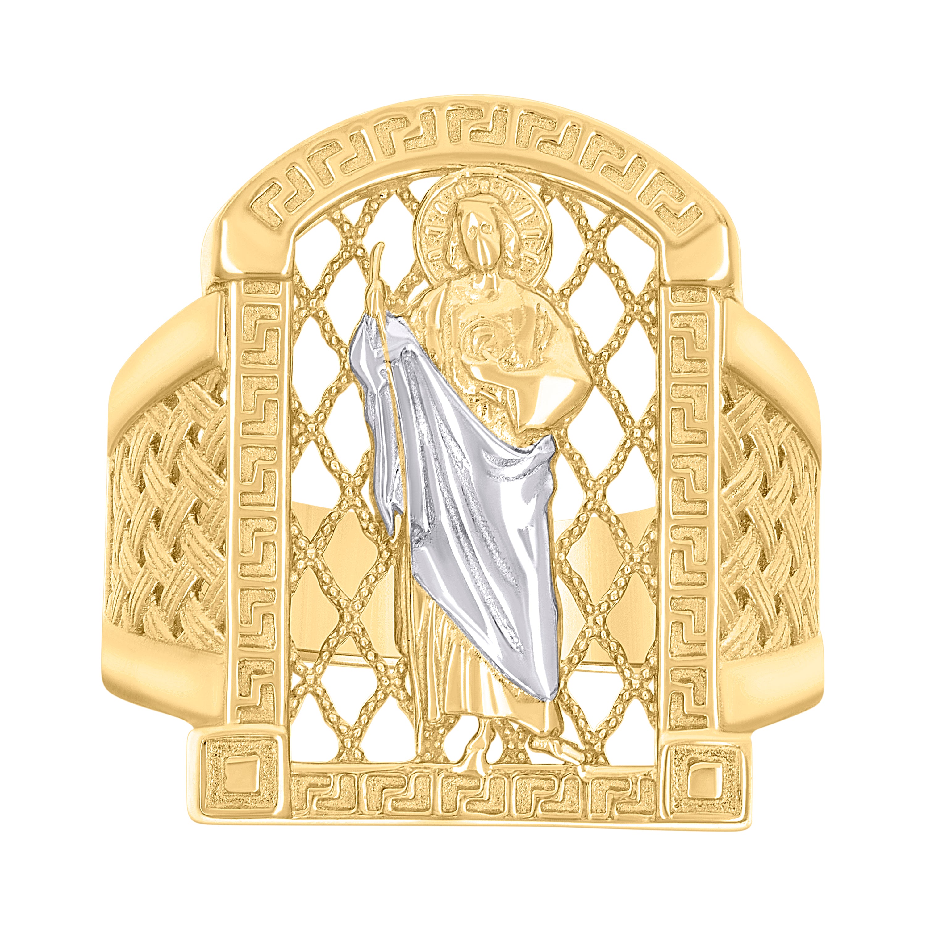 10kt Two-tone Gold Mens St. Jude Religious Ring