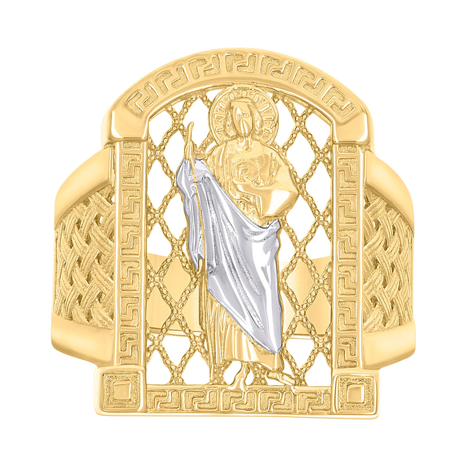 10kt Two-tone Gold Mens St. Jude Religious Ring
