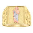 10kt Tri-Color Gold Mens St. Jude Religious Square Head Nugget Ring