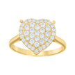 10kt Yellow Gold Womens Cubic-Zirconia Heart Ring