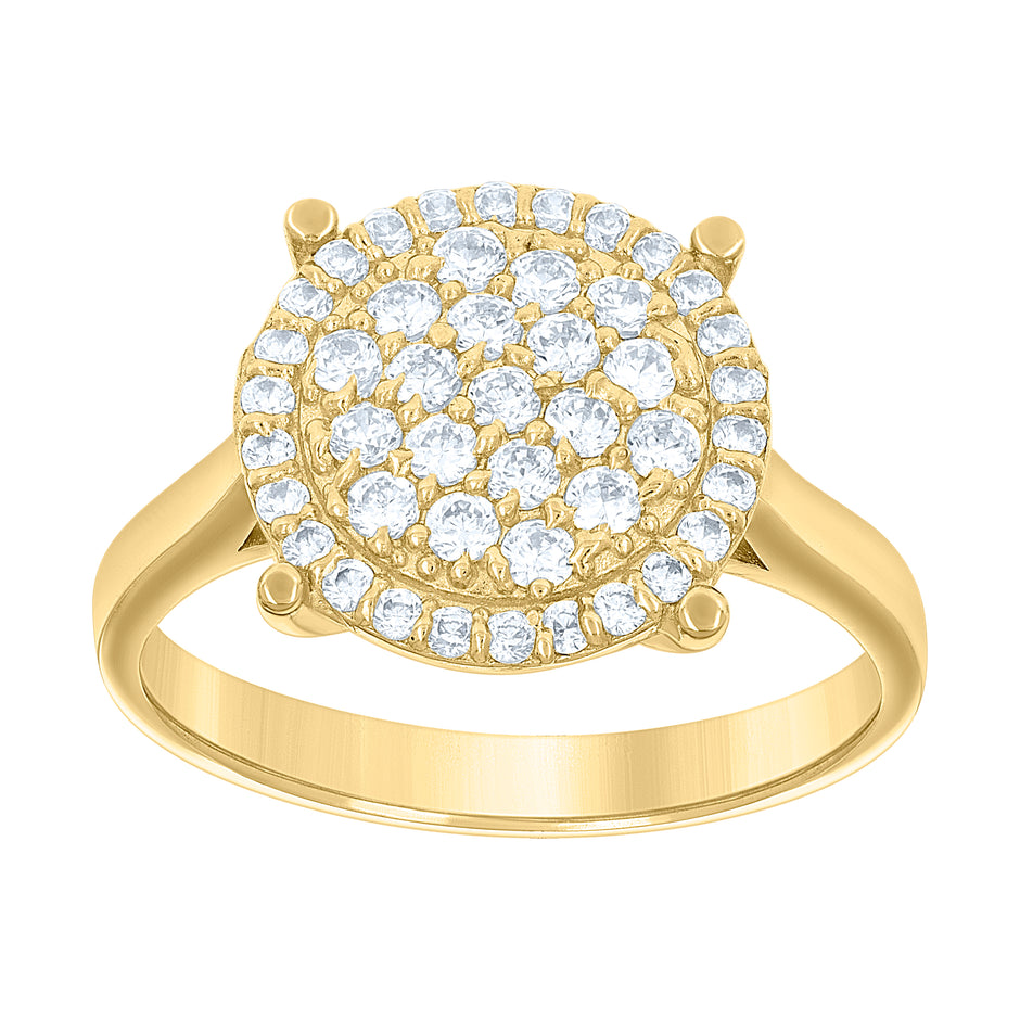 10kt Yellow Gold Womens Cubic-Zirconia Engagement Ring