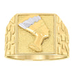 10kt Two-tone Gold Mens Square Head Nefertiti Egyptian Nugget Ring