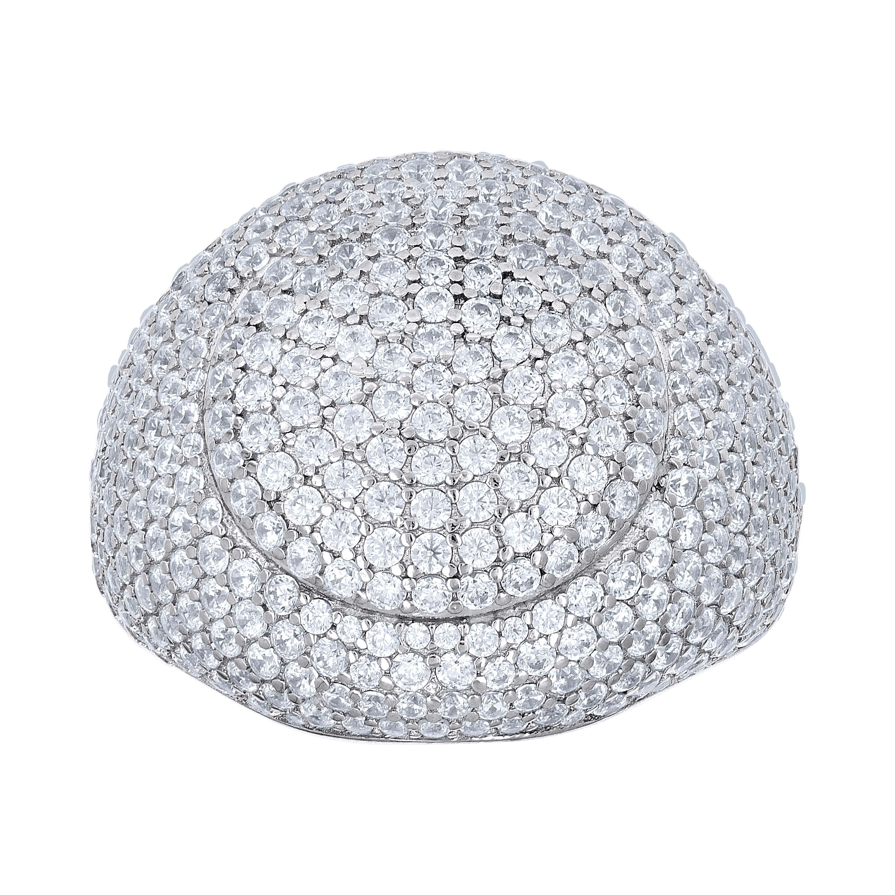 925 Sterling Silver Mens Cubic-Zirconia Cluster Round Head Fashion Ring Size 10