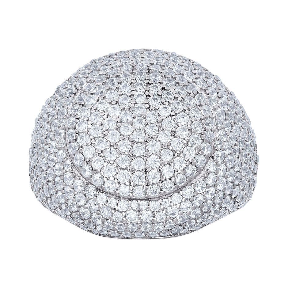 925 Sterling Silver Mens Cubic-Zirconia Cluster Round Head Fashion Ring Size 11 - SLV-139655