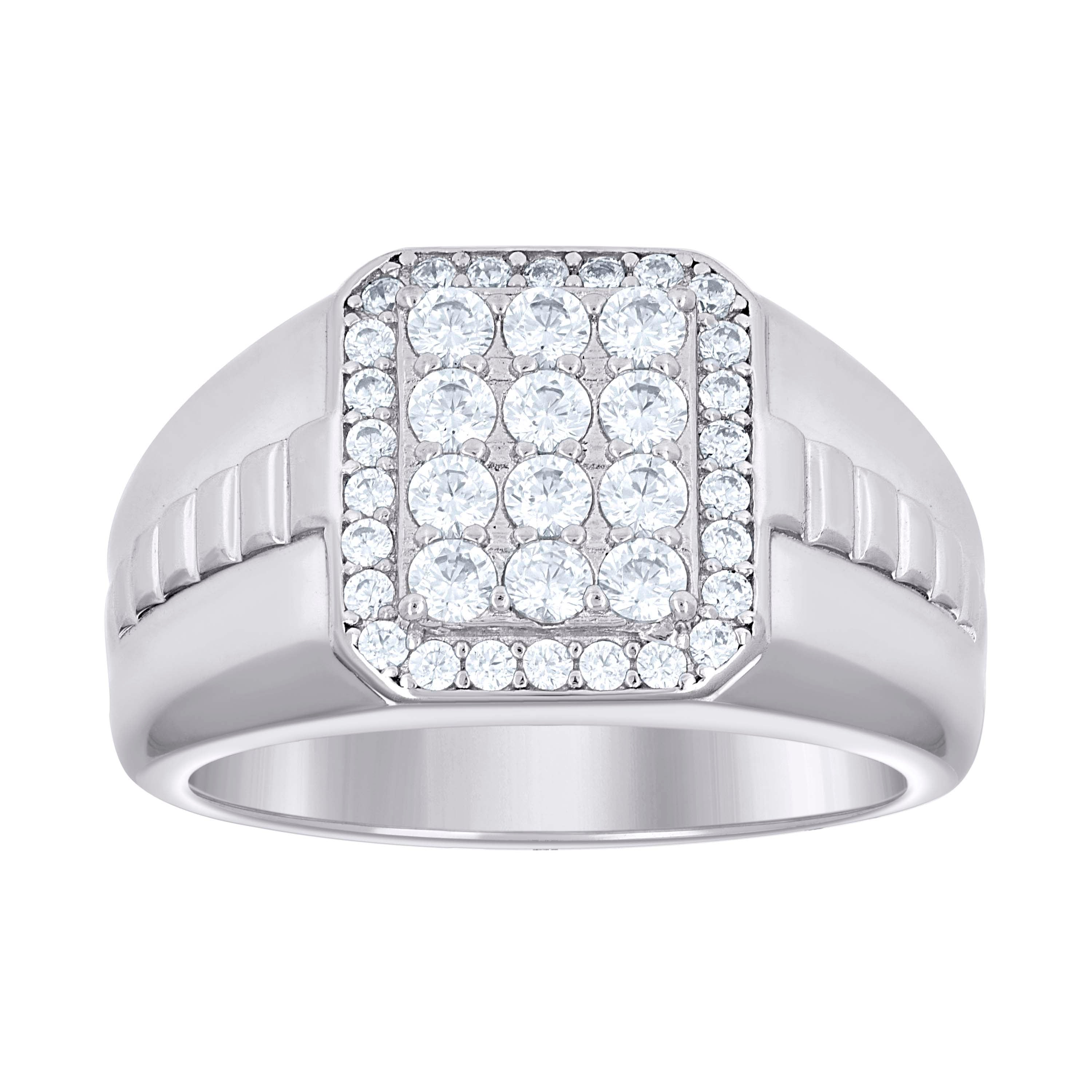 925 Sterling Silver Mens Cubic-Zirconia Octagon Head Fashion Ring Size 10