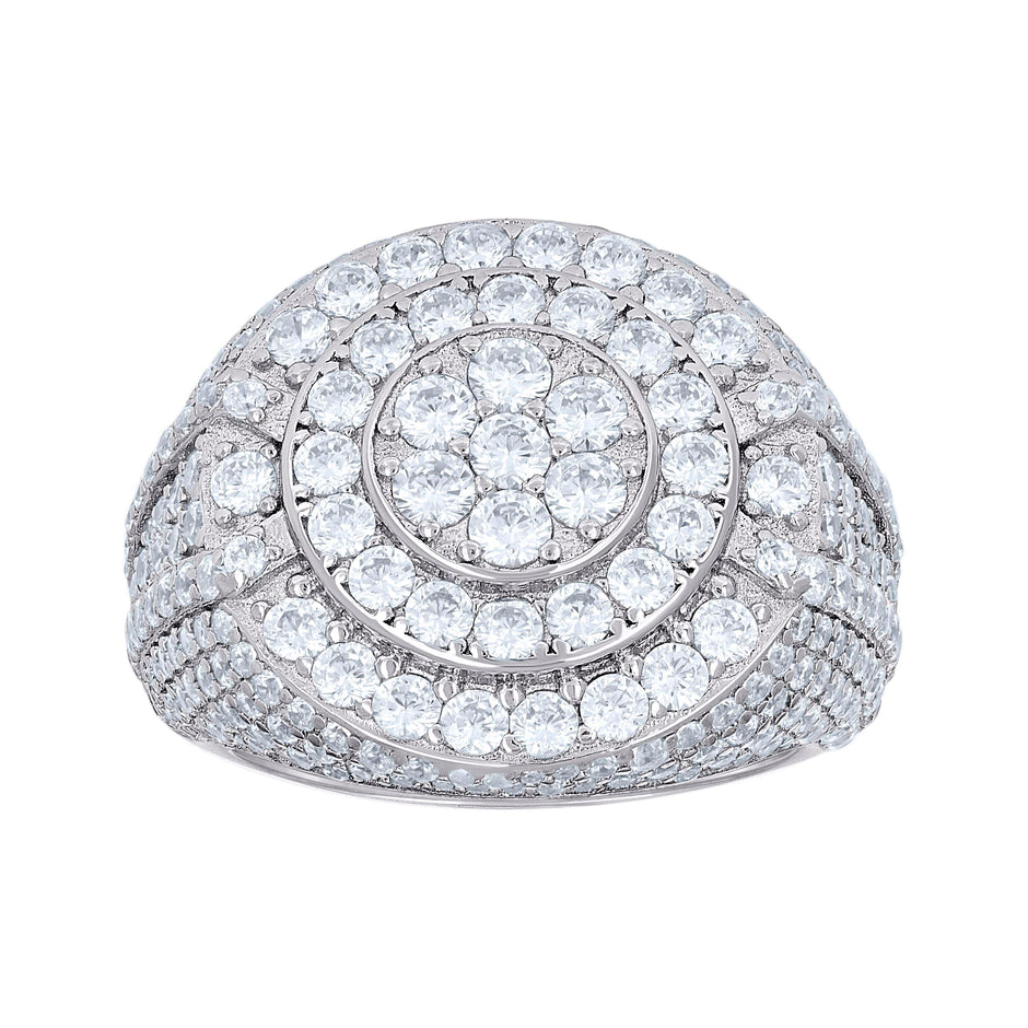 925 Sterling Silver Mens Cubic-Zirconia Cluster Round Head Fashion Ring Size 11 - SLV-139647