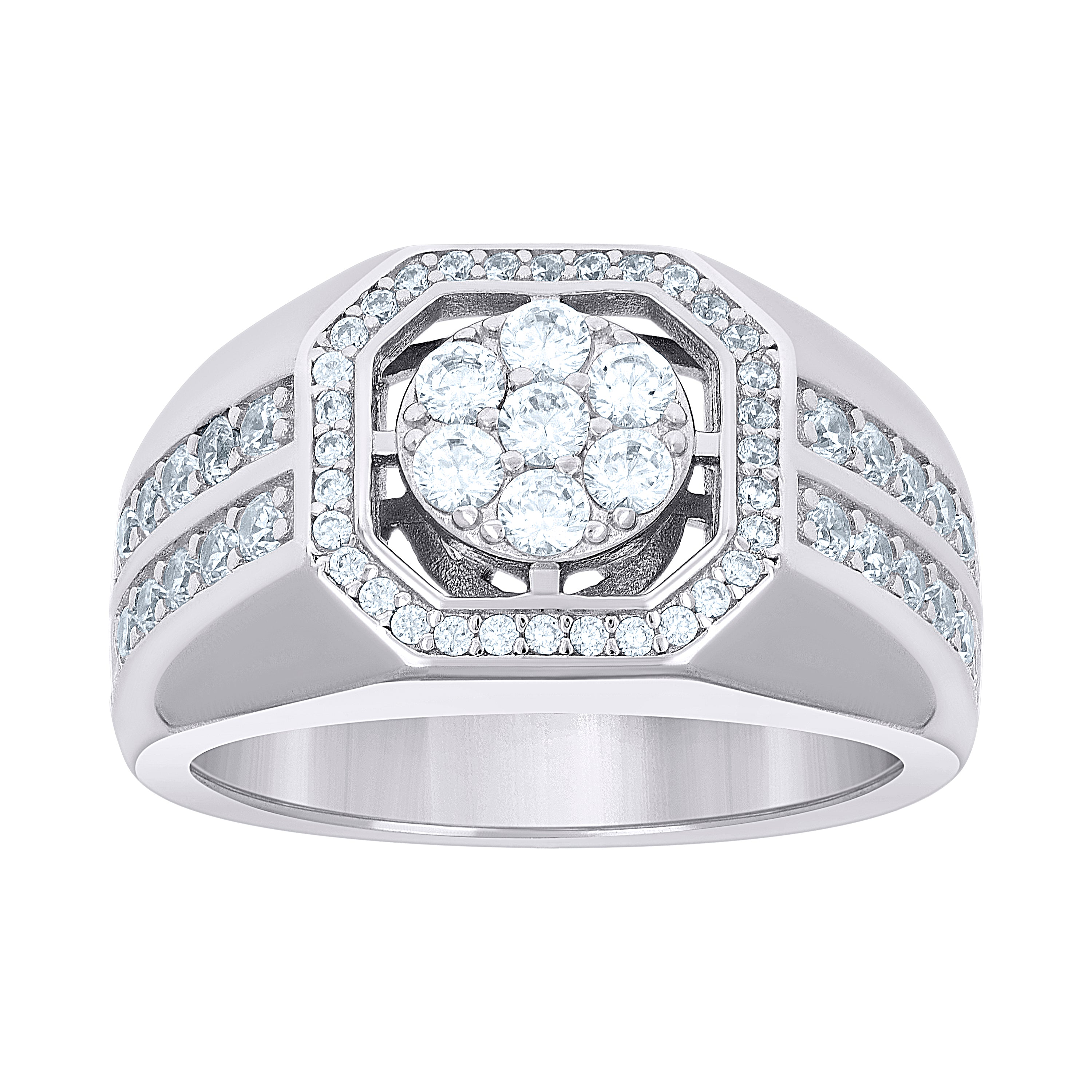 925 Sterling Silver Mens Cubic-Zirconia Octagon Head Fashion Ring Size 11
