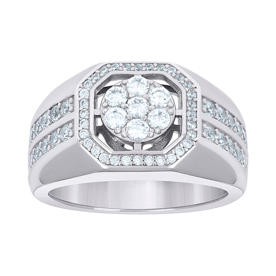 925 Sterling Silver Mens Cubic-Zirconia Octagon Head Fashion Ring Size 12 - SLV-139618