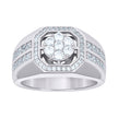 925 Sterling Silver Mens Cubic-Zirconia Octagon Head Fashion Ring Size 12 - SLV-139618