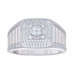 925 Sterling Silver Mens Round Baguette Cubic-Zirconia Square Head Fashion Ring Size 11 - SLV-139676