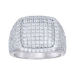 925 Sterling Silver Mens Cubic-Zirconia Cluster Square Head Fashion Ring Size 11 - SLV-139645